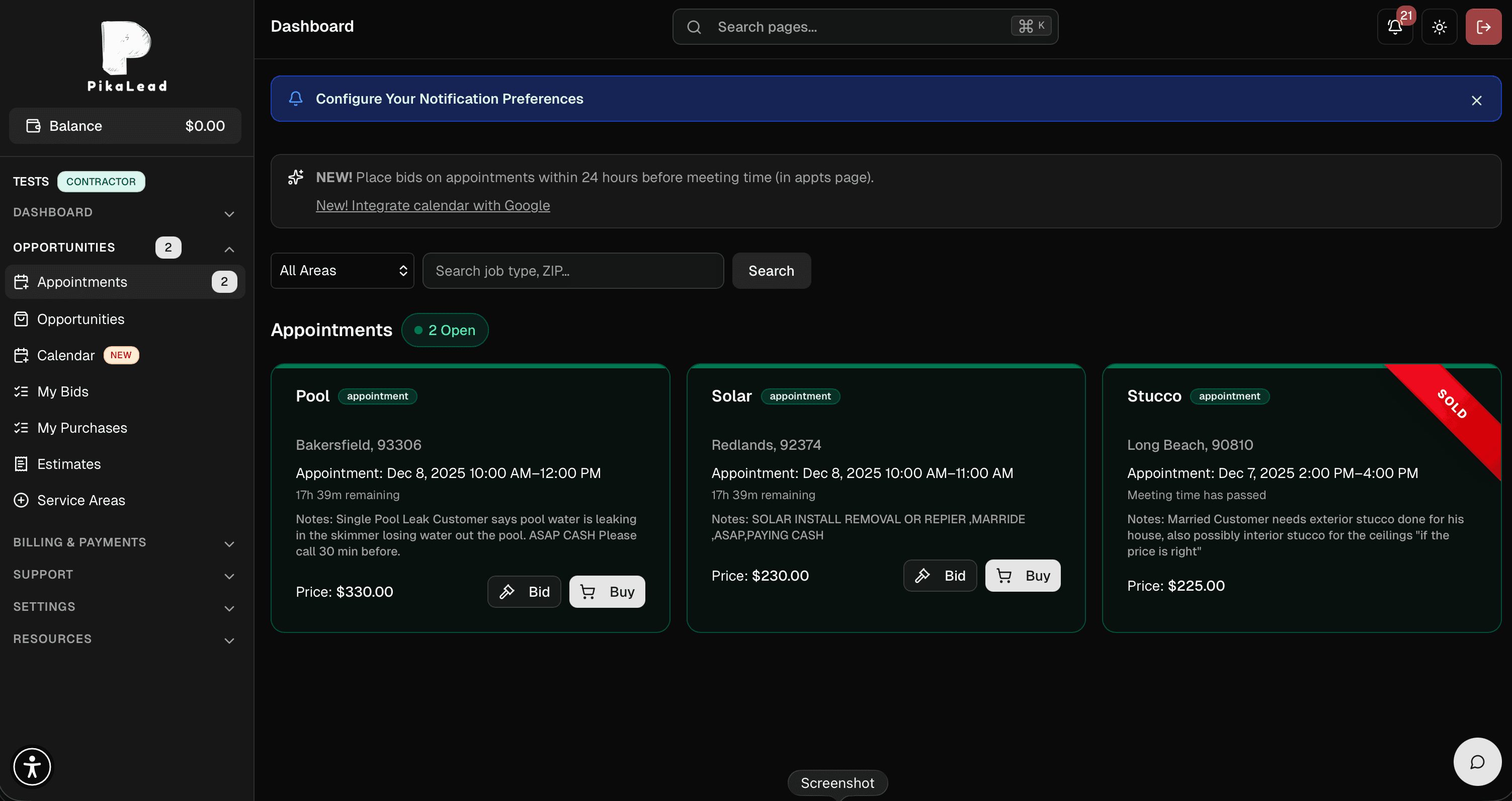 Dashboard analytics preview